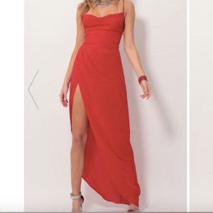 Red Lucy in the Sky Chiffon Maxi Dress